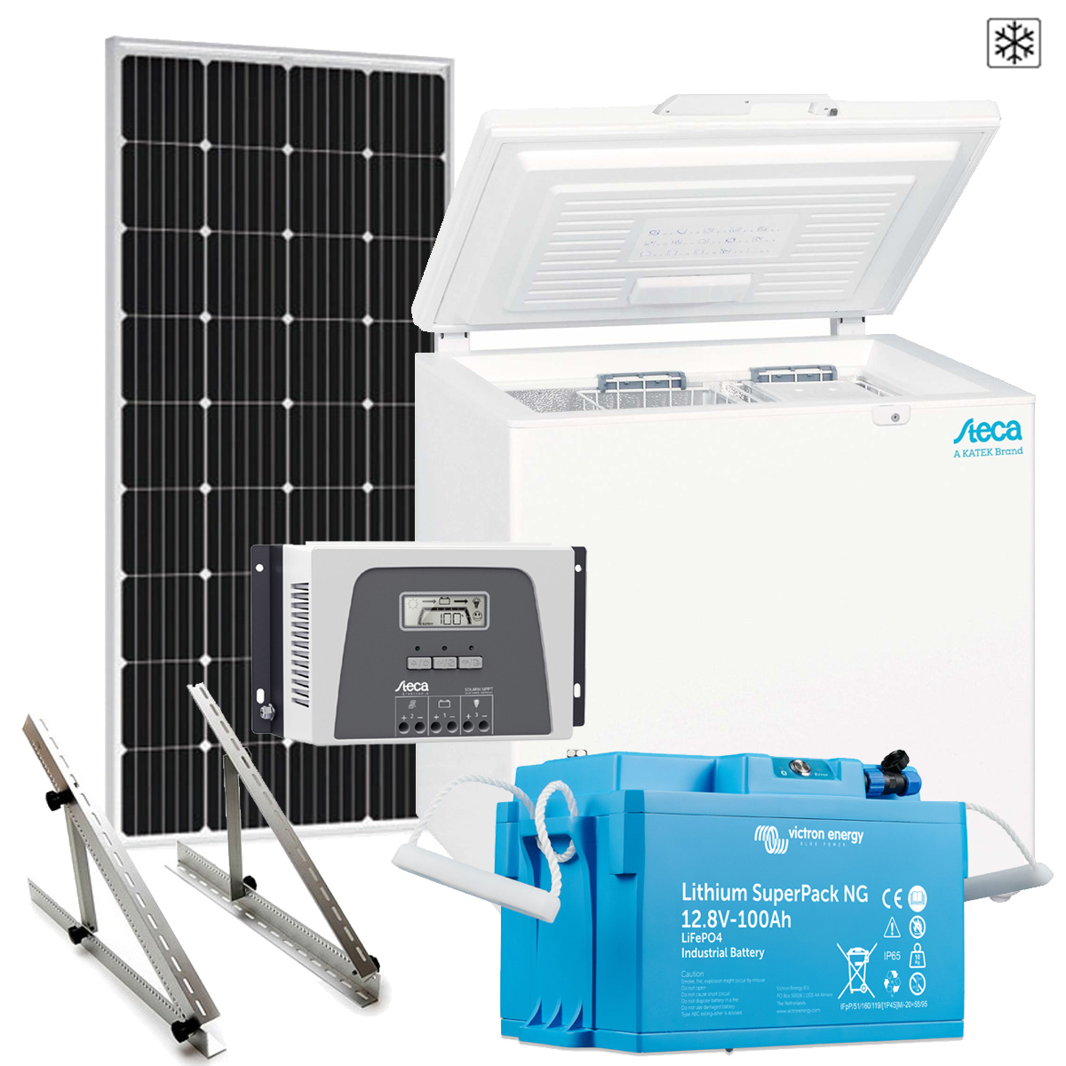 Solar-Kühlsystem PF 166-H - 12V / 200Wp / 100Ah LiFePO4