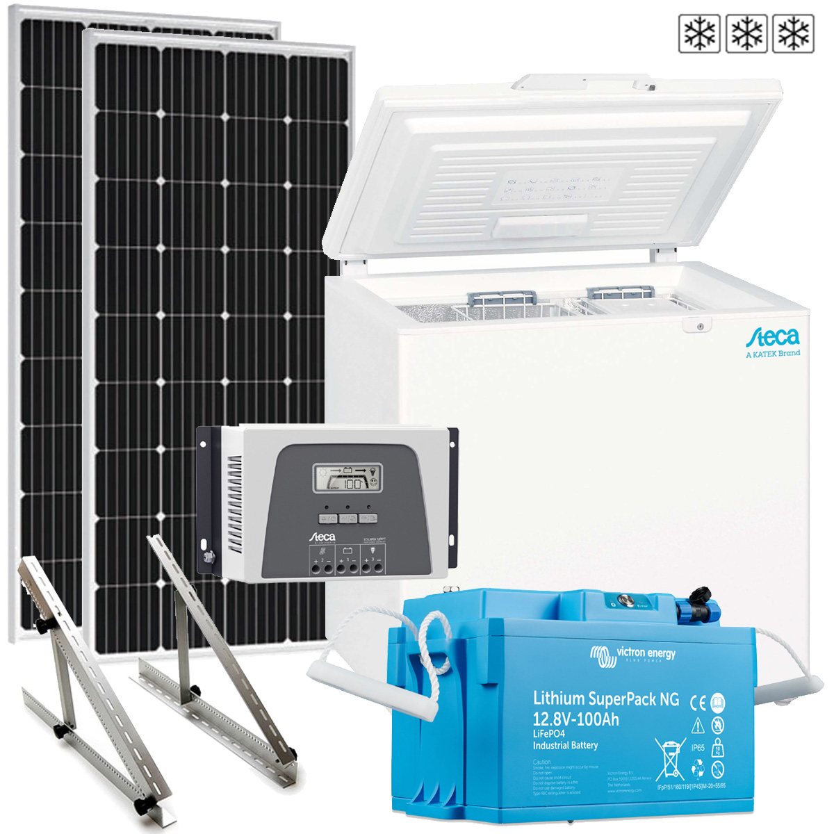 Solar-Tiefkühlsystem PF 166-H - 12V / 400Wp / 100Ah LiFePO4