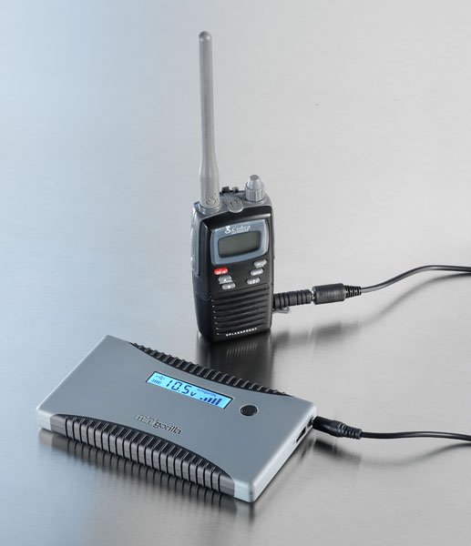 Minigorilla lädt Satellitentelefon