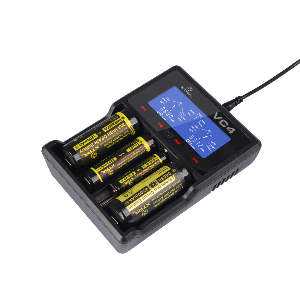 VC4S 4-Schacht USB-Ladegerät für Li-Ion und Ni-MH Akkus