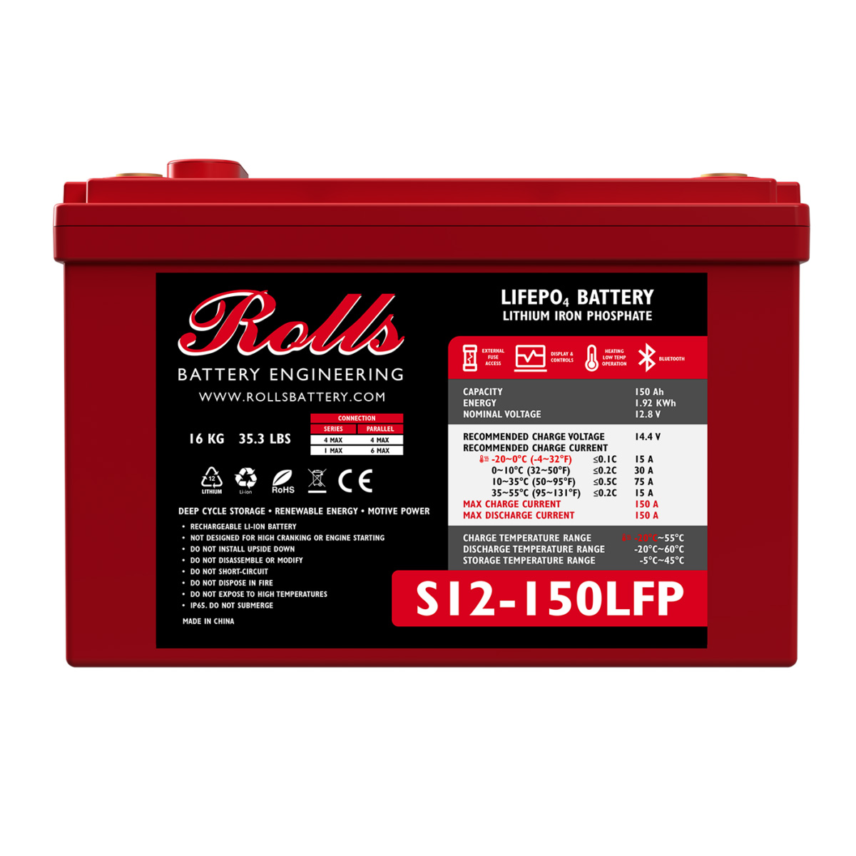 Rolls S12-150 LFP, 12V LiFePO4-Akku mit Frostschutz-Heizung Rolls S12-150 LFP, 12V LiFePO4-Akku mit Frostschutz-Heizung