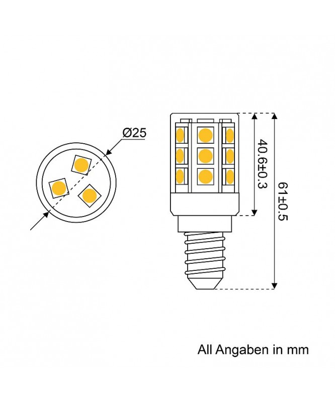 Green Power LED Spot E14 2,3W 300° 12V