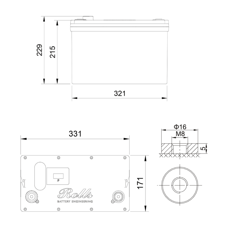 Rolls S12-150 LFP, 12V LiFePO4-Akku mit Frostschutz-Heizung