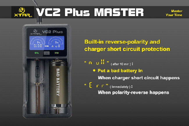 VC2 Plus - USB-Ladegerät für Li- und NiMH-Akkus