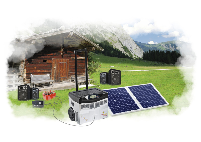 miniJOULE auf der Berghütte miniJOULE Island Solar Generator