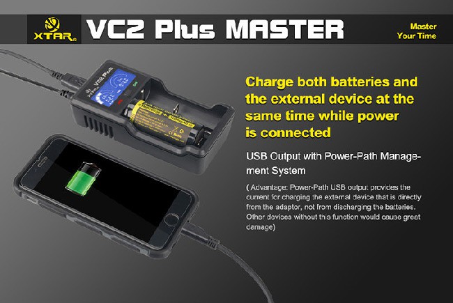 VC2 Plus - USB-Ladegerät für Li- und NiMH-Akkus